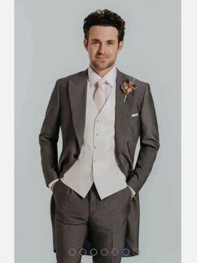 Dobell Men's Silver Grey Tailcoat Formal Blazer Morning Suit Jacket Sz 42R